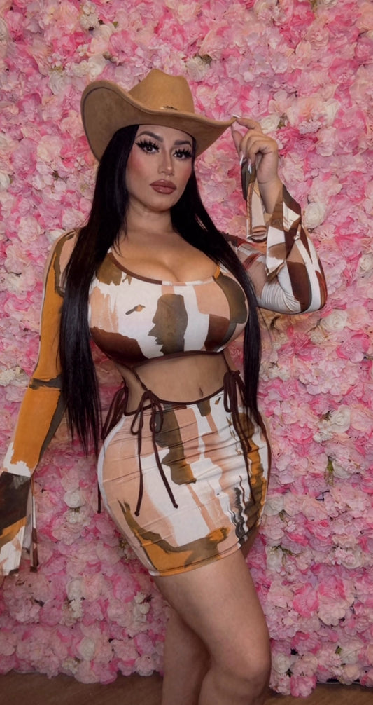 Western Cutout Skirt Set